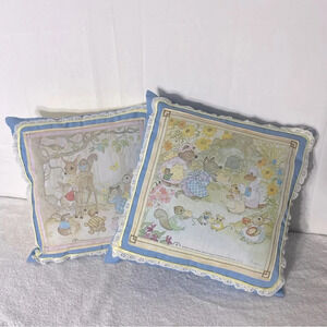 Vintage Blue Pastel Nursery Animal Print Accent Pillows